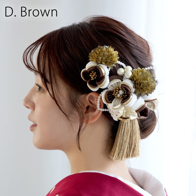 【髪飾り 梅雅 コームUピン2点セット】パール つまみ細工  ヘアアクセサリー  日本製 成人式振袖や卒業式袴にも（5432634901）【取り寄せ品】