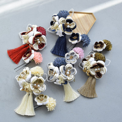 【髪飾り 梅雅 コームUピン2点セット】パール つまみ細工  ヘアアクセサリー  日本製 成人式振袖や卒業式袴にも（5432634901）【取り寄せ品】