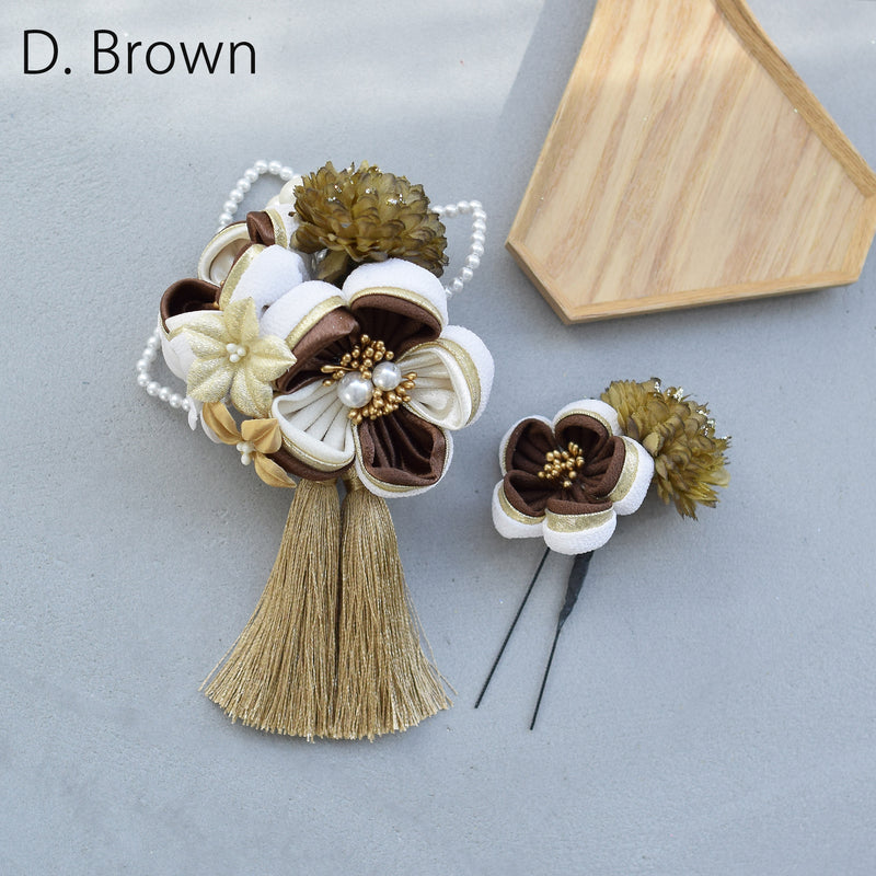 【髪飾り 梅雅 コームUピン2点セット】パール つまみ細工  ヘアアクセサリー  日本製 成人式振袖や卒業式袴にも（5432634901）【取り寄せ品】