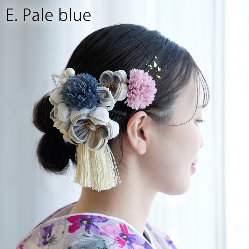 【髪飾り 梅雅 コームUピン2点セット】パール つまみ細工  ヘアアクセサリー  日本製 成人式振袖や卒業式袴にも（5432634901）【取り寄せ品】