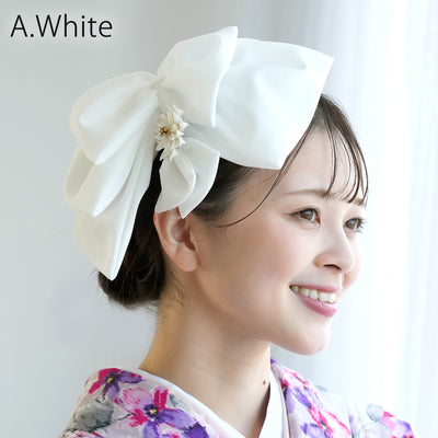 【髪飾り BIGリボンヘッドドレス コームUピン2点セット】ビッグサイズ 菊 つまみ細工 ヘアアクセサリー  日本製 成人式振袖や卒業式袴にも（5432636001）【取り寄せ品】