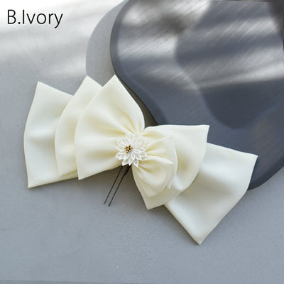 【髪飾り BIGリボンヘッドドレス コームUピン2点セット】ビッグサイズ 菊 つまみ細工 ヘアアクセサリー  日本製 成人式振袖や卒業式袴にも（5432636001）【取り寄せ品】