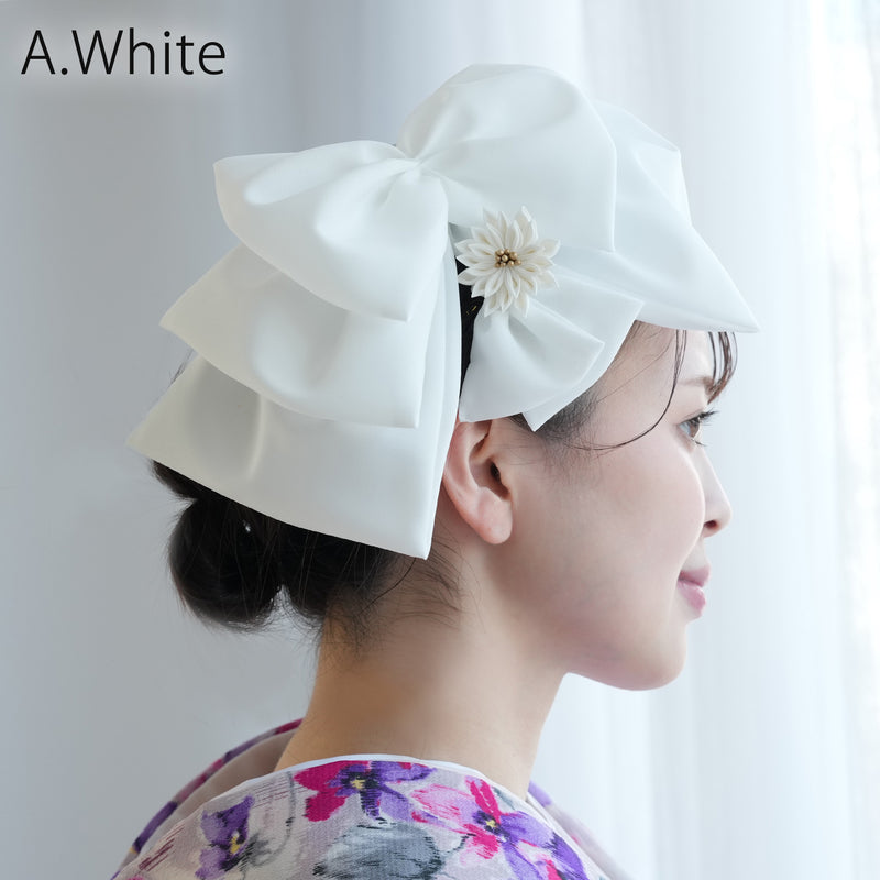 【髪飾り BIGリボンヘッドドレス コームUピン2点セット】ビッグサイズ 菊 つまみ細工 ヘアアクセサリー  日本製 成人式振袖や卒業式袴にも（5432636001）【取り寄せ品】