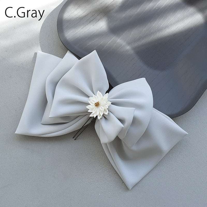 【髪飾り BIGリボンヘッドドレス コームUピン2点セット】ビッグサイズ 菊 つまみ細工 ヘアアクセサリー  日本製 成人式振袖や卒業式袴にも（5432636001）【取り寄せ品】