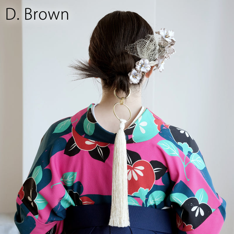 【髪飾り 桜花・リングタッセル Uピン金箔9点セット】ポニーテールリング ヘアアクセ  ヘアアクセサリー  日本製 成人式振袖や卒業式袴にも（5432636701）【取り寄せ品】