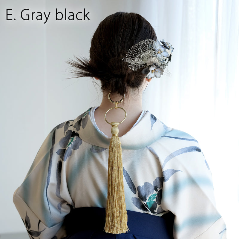 【髪飾り 桜花・リングタッセル Uピン金箔9点セット】ポニーテールリング ヘアアクセ  ヘアアクセサリー  日本製 成人式振袖や卒業式袴にも（5432636701）【取り寄せ品】
