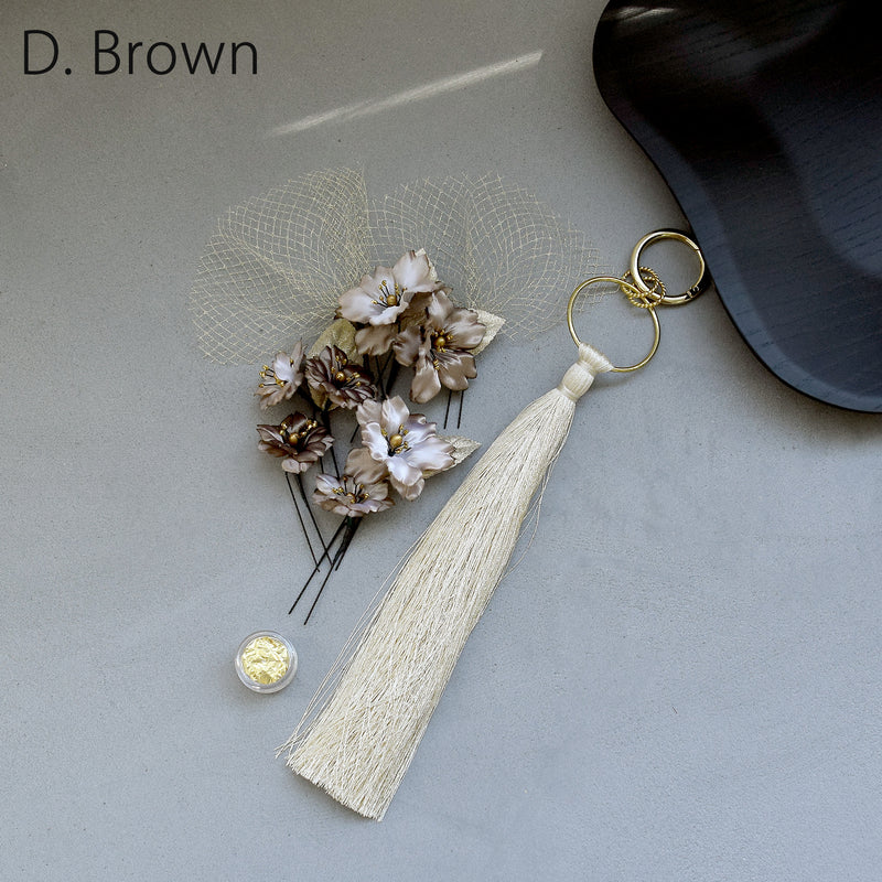 【髪飾り 桜花・リングタッセル Uピン金箔9点セット】ポニーテールリング ヘアアクセ  ヘアアクセサリー  日本製 成人式振袖や卒業式袴にも（5432636701）【取り寄せ品】