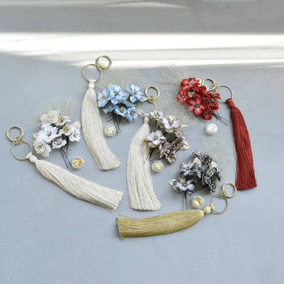 【髪飾り 桜花・リングタッセル Uピン金箔9点セット】ポニーテールリング ヘアアクセ  ヘアアクセサリー  日本製 成人式振袖や卒業式袴にも（5432636701）【取り寄せ品】