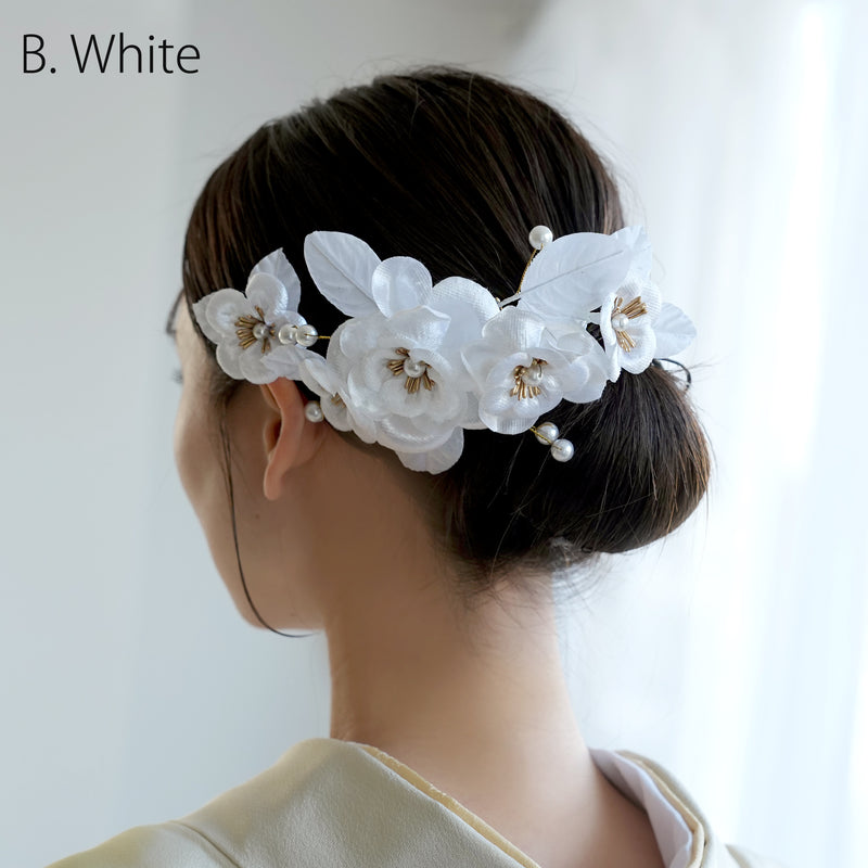 【髪飾り ベルベットローズ コームUピン2点セット】 花 薔薇 ベロア調 パール ヘアアクセサリー  日本製 成人式振袖や卒業式袴にも（5432639801）【取り寄せ品】