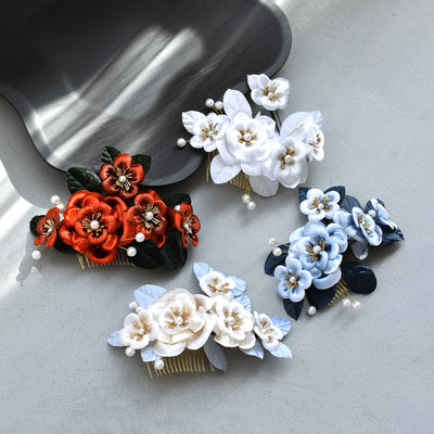 【髪飾り ベルベットローズ コームUピン2点セット】 花 薔薇 ベロア調 パール ヘアアクセサリー  日本製 成人式振袖や卒業式袴にも（5432639801）【取り寄せ品】
