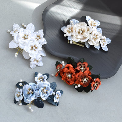 【髪飾り ベルベットローズ コームUピン2点セット】 花 薔薇 ベロア調 パール ヘアアクセサリー  日本製 成人式振袖や卒業式袴にも（5432639801）【取り寄せ品】