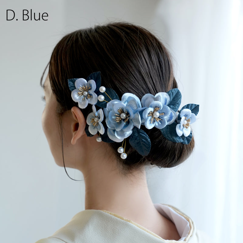 【髪飾り ベルベットローズ コームUピン2点セット】 花 薔薇 ベロア調 パール ヘアアクセサリー  日本製 成人式振袖や卒業式袴にも（5432639801）【取り寄せ品】