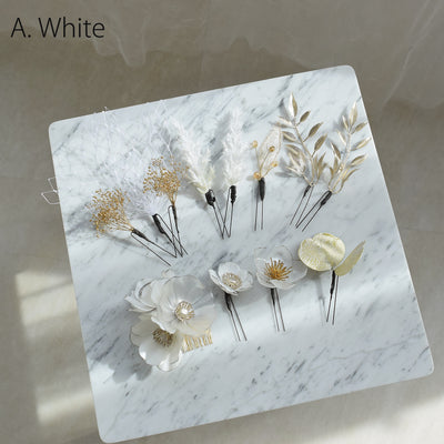 【髪飾り ラメパールアネモネ コームUピン12点セット】 アメリカンフラワー ドライフラワー ヘアアクセサリー  日本製 成人式振袖や卒業式袴にも（5432640201）【取り寄せ品】