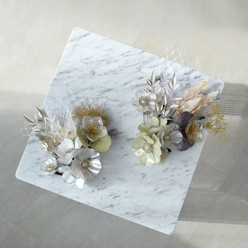 【髪飾り ラメパールアネモネ コームUピン12点セット】 アメリカンフラワー ドライフラワー ヘアアクセサリー  日本製 成人式振袖や卒業式袴にも（5432640201）【取り寄せ品】