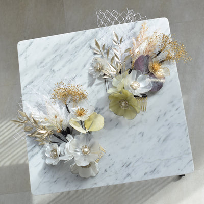 【髪飾り ラメパールアネモネ コームUピン12点セット】 アメリカンフラワー ドライフラワー ヘアアクセサリー  日本製 成人式振袖や卒業式袴にも（5432640201）【取り寄せ品】