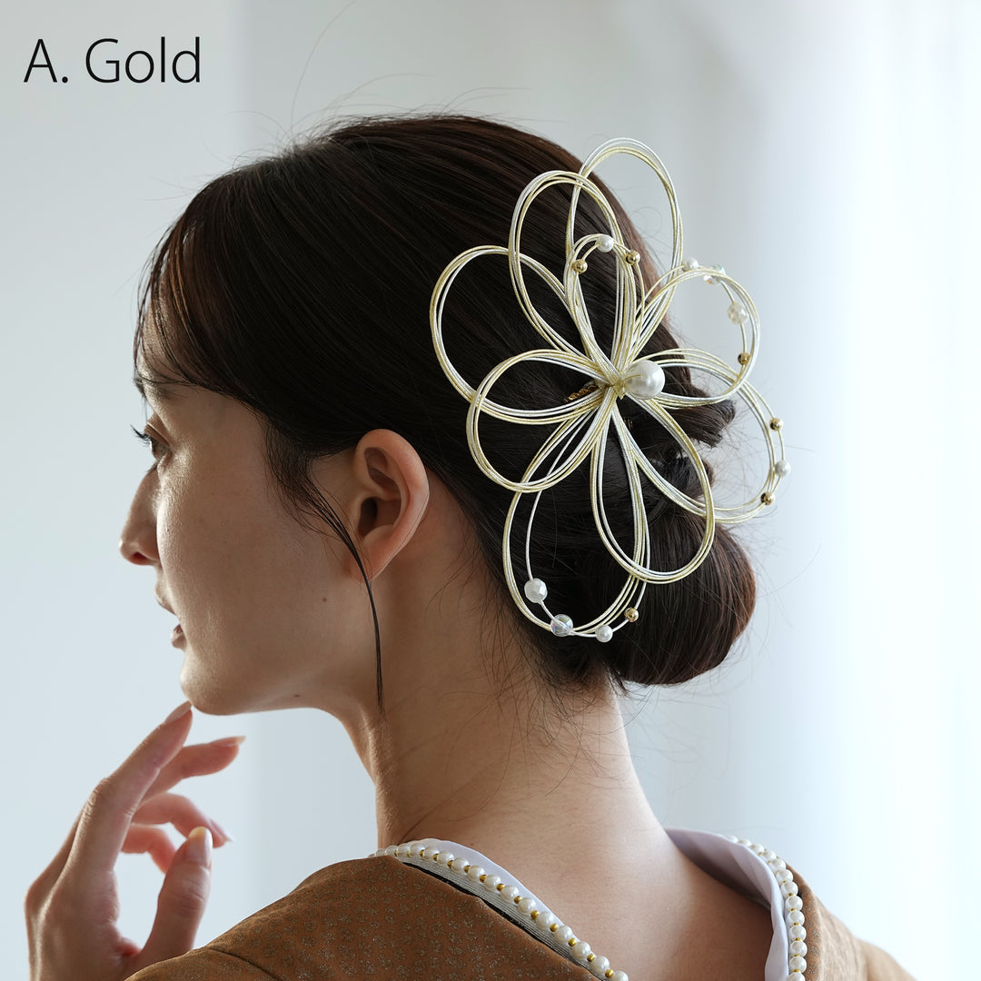 髪飾り パールビーズ水引コーム】水引 ヘアアクセサリー 日本製 成人式