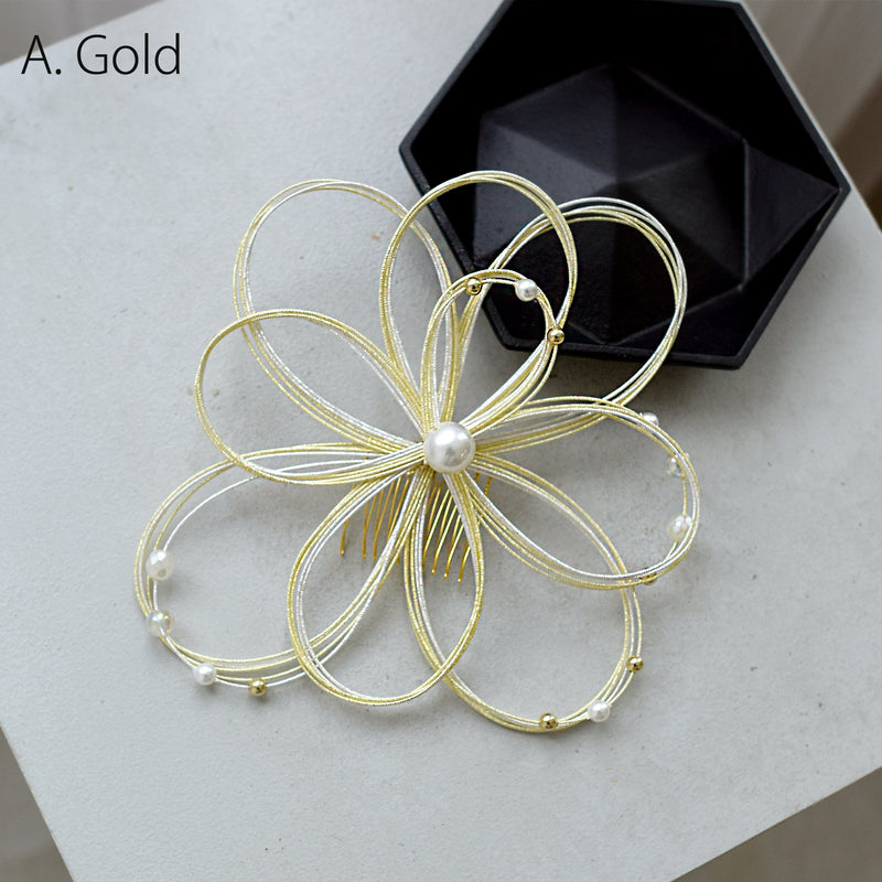 【髪飾り パールビーズ水引コーム】水引 ヘアアクセサリー  日本製 成人式振袖や卒業式袴にも（5432640401）【取り寄せ品】