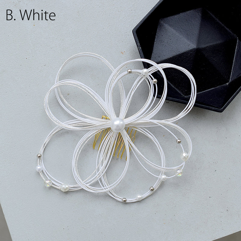 【髪飾り パールビーズ水引コーム】水引 ヘアアクセサリー  日本製 成人式振袖や卒業式袴にも（5432640401）【取り寄せ品】