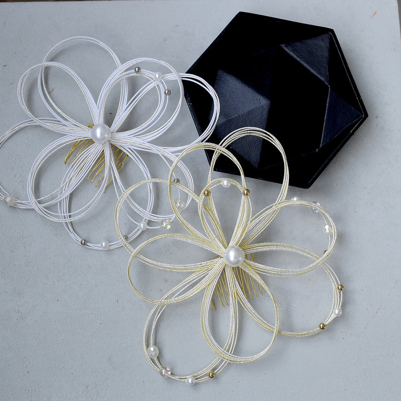 【髪飾り パールビーズ水引コーム】水引 ヘアアクセサリー  日本製 成人式振袖や卒業式袴にも（5432640401）【取り寄せ品】