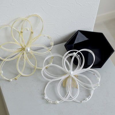 【髪飾り パールビーズ水引コーム】水引 ヘアアクセサリー  日本製 成人式振袖や卒業式袴にも（5432640401）【取り寄せ品】