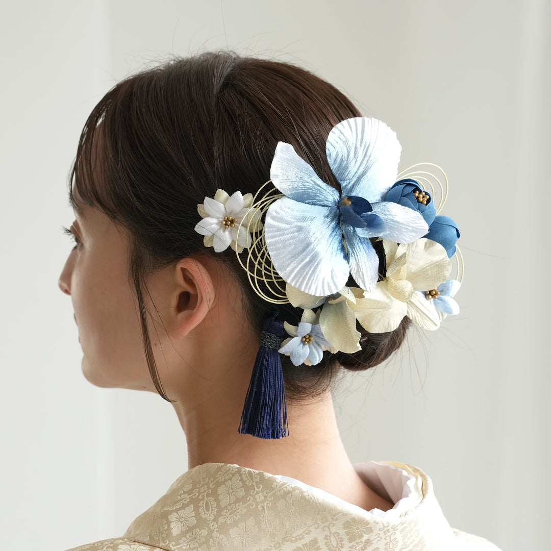 髪飾り 9点セット】華爛漫 胡蝶蘭・水引・Uピン ヘアアクセサリー 日本