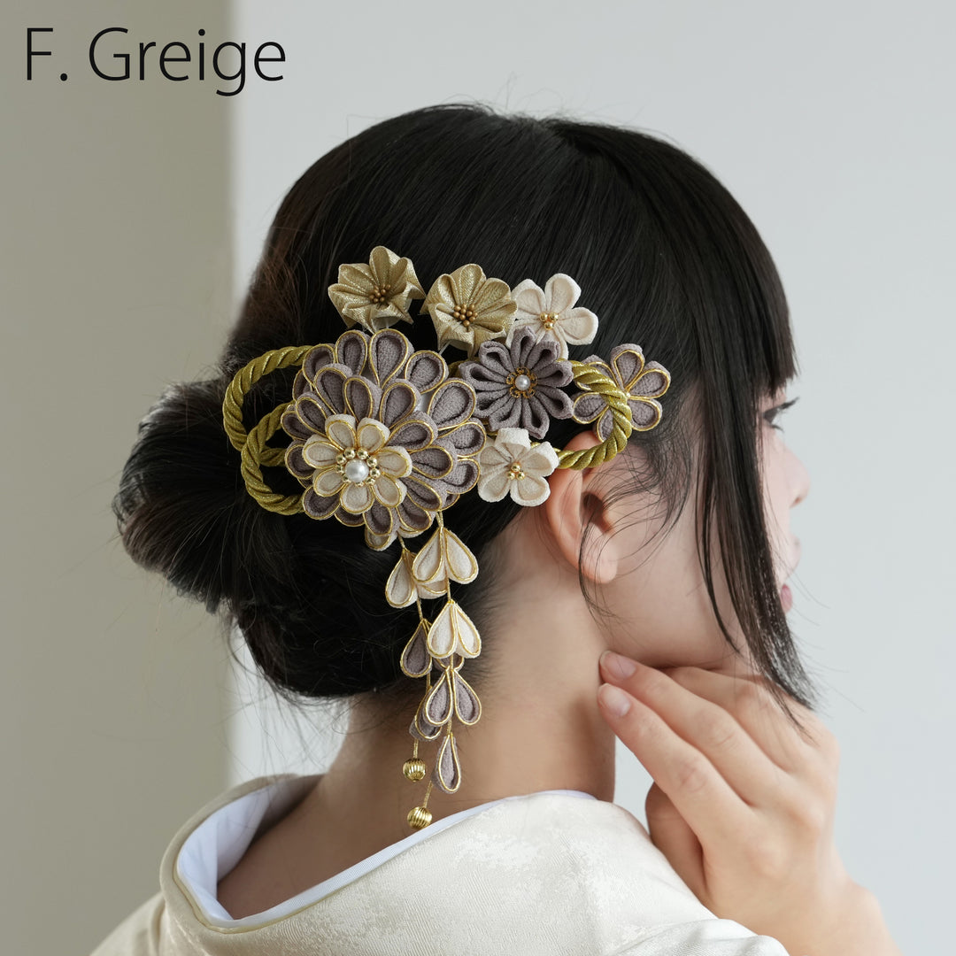 髪飾り 3点セット】菊藤彩華 つまみ細工・組紐 コームUピン ヘア