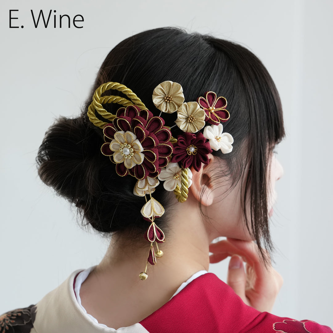 髪飾り 3点セット】菊藤彩華 つまみ細工・組紐 コームUピン ヘア