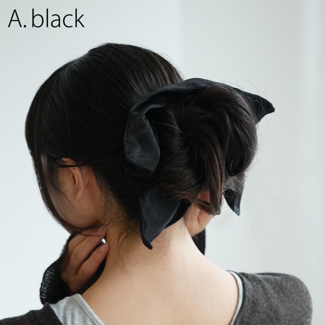 髪飾り メタリックサテンBIGシュシュ】ヘアアクセサリー ヘアアレンジ