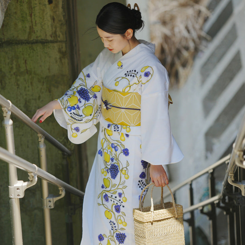 【運試し！utatane×Kuovi（クオヴィ）コラボアイテム5点福袋 2026】送料無料！Max64,496円相当 KUOVI浴衣3点セット・100％遮光日傘 スライドショート47cm・折りたたみ 3段折り55cm or 50cm・腰紐・着物クリップ（6498601900）