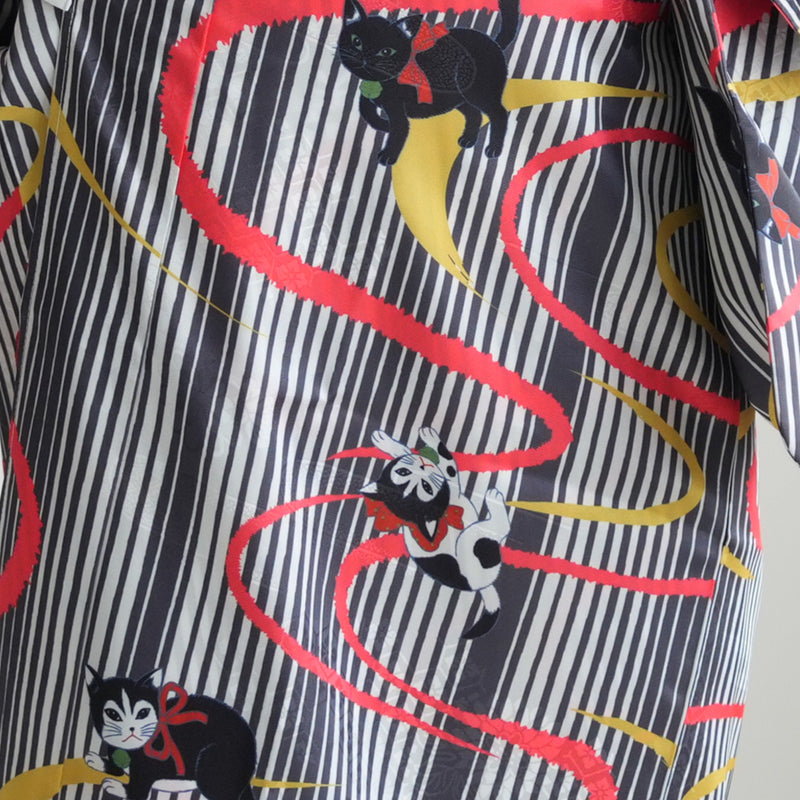 【開運！ねこづくし6点福袋 2026】送料無料！Max68,494円相当 ニコアンティーク×ご縁猫 招き猫・ファブリック着物・国内縫製細帯・猫裏地ポンチョコート・ねこ柄長襦袢・猫耳帽子（6498602000）