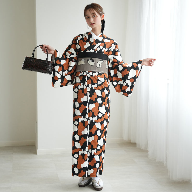 【開運！ねこづくし6点福袋 2026】送料無料！Max68,494円相当 ニコアンティーク×ご縁猫 招き猫・ファブリック着物・国内縫製細帯・猫裏地ポンチョコート・ねこ柄長襦袢・猫耳帽子（6498602000）