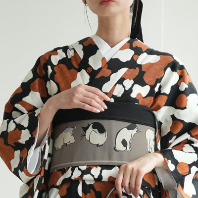 【開運！ねこづくし6点福袋 2026】送料無料！Max68,494円相当 ニコアンティーク×ご縁猫 招き猫・ファブリック着物・国内縫製細帯・猫裏地ポンチョコート・ねこ柄長襦袢・猫耳帽子（6498602000）