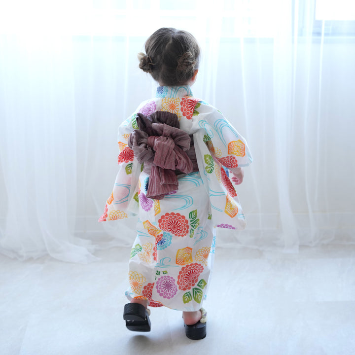 utatane×注染工房 kids 日本製小幅生地使用 子供浴衣3点セット（ゆかた