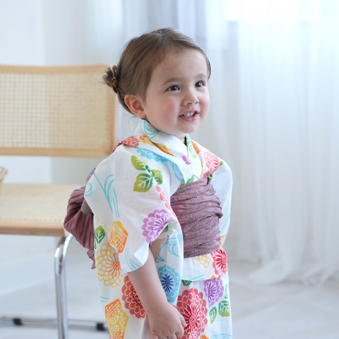 utatane×注染工房 kids 日本製小幅生地使用 子供浴衣3点セット（ゆかた