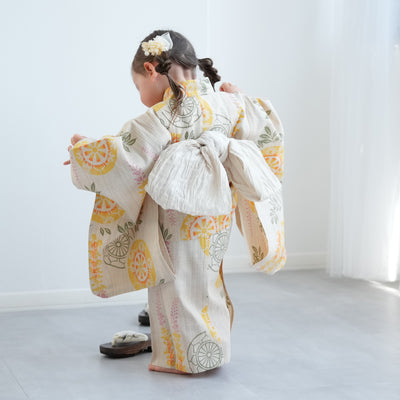 【utatane×注染工房 kids 日本製小幅生地使用 子供浴衣3点セット（ゆかた・帯・下駄） 女の子 】 国産 （6510191401）（7348602101）