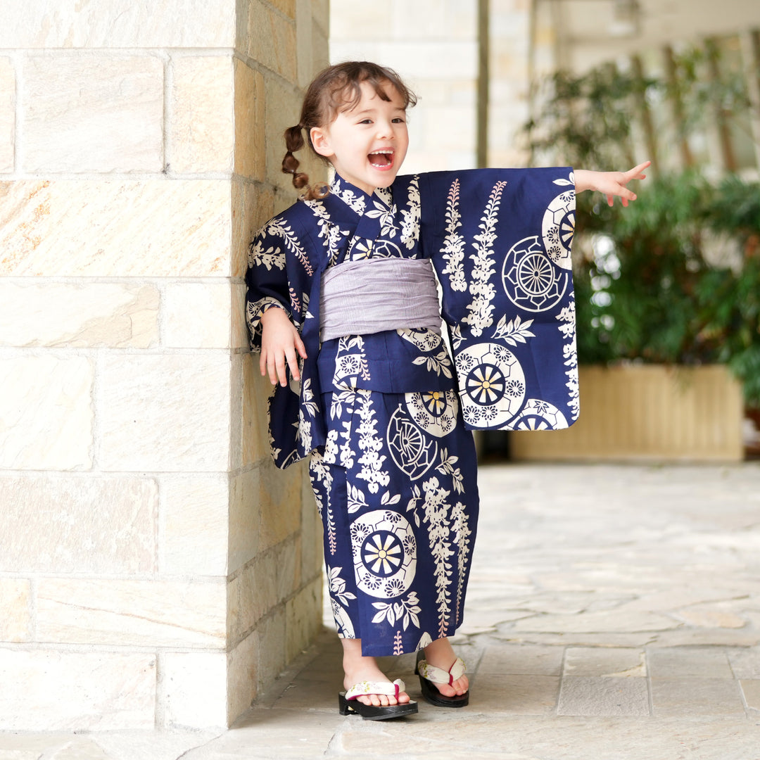 utatane×注染工房 kids 日本製小幅生地使用 子供浴衣3点セット