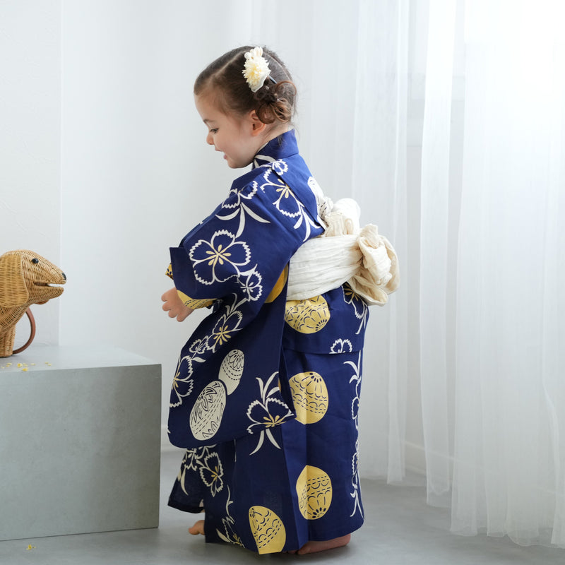 utatane×注染工房 kids 日本製小幅生地使用 子供浴衣3点セット