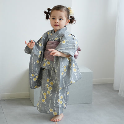 【utatane×注染工房 kids 日本製小幅生地使用 子供浴衣3点セット（ゆかた・帯・下駄） 女の子 】 国産 （6510192201）（7348602101）