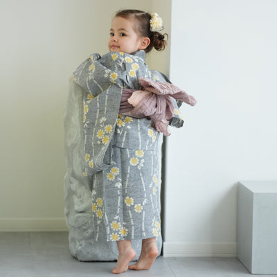 【utatane×注染工房 kids 日本製小幅生地使用 子供浴衣3点セット（ゆかた・帯・下駄） 女の子 】 国産 （6510192201）（7348602101）