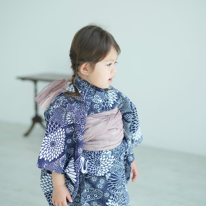 utatane×注染工房 kids 日本製小幅生地使用 子供浴衣3点セット