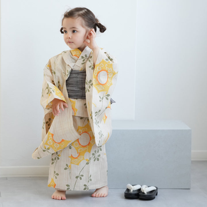 utatane×注染工房 kids 日本製小幅生地使用 子供浴衣3点セット