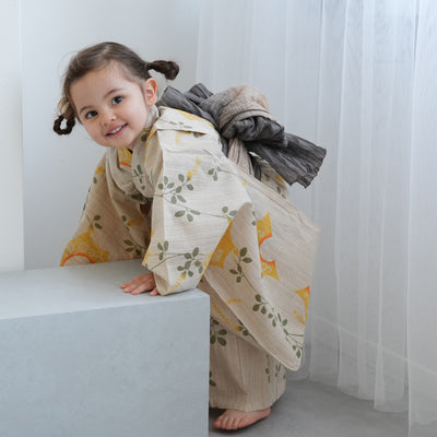 【utatane×注染工房 kids 日本製小幅生地使用 子供浴衣3点セット（ゆかた・帯・下駄） 女の子 】 国産 （6510192601）（7348602101）