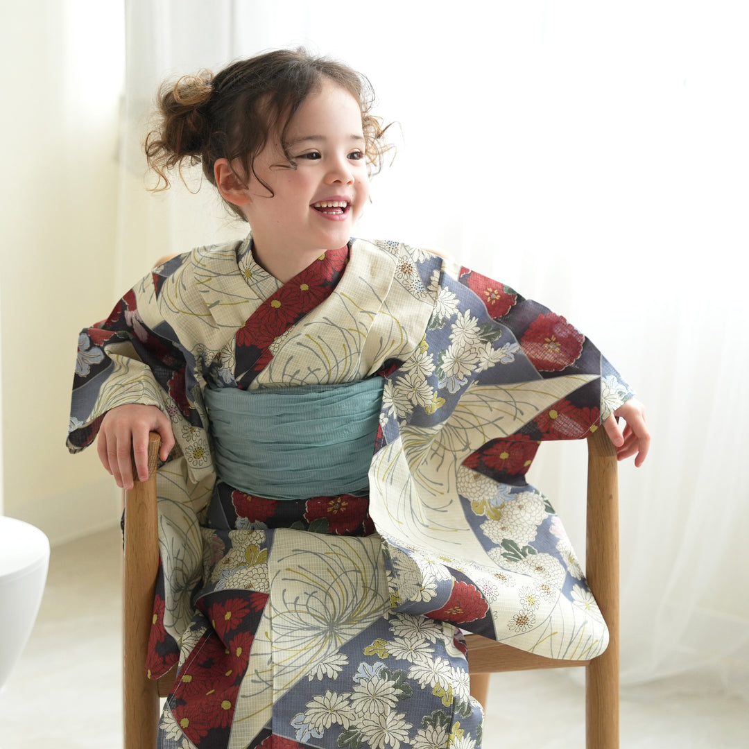 子供浴衣3点セット（浴衣/帯/下駄） ひよこ商店 キッズ ゆかた