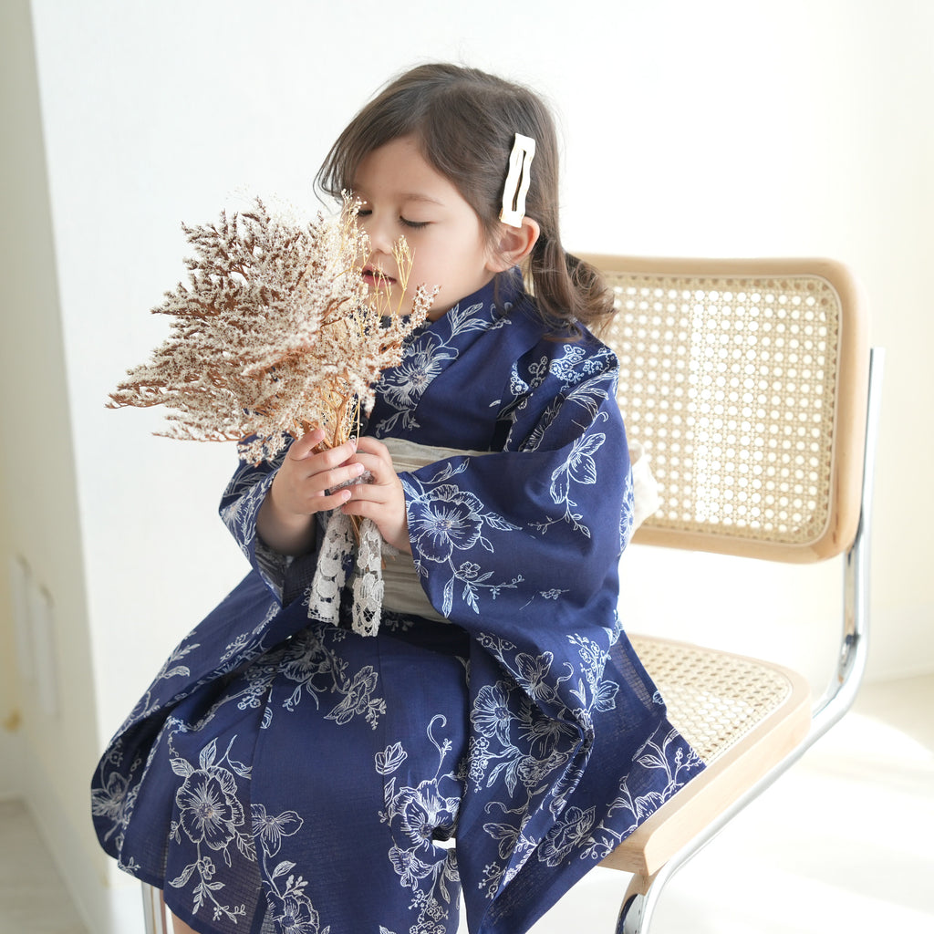 マネキン着用品】キッズ浴衣 セット 子供浴衣 女の子と兵児帯の