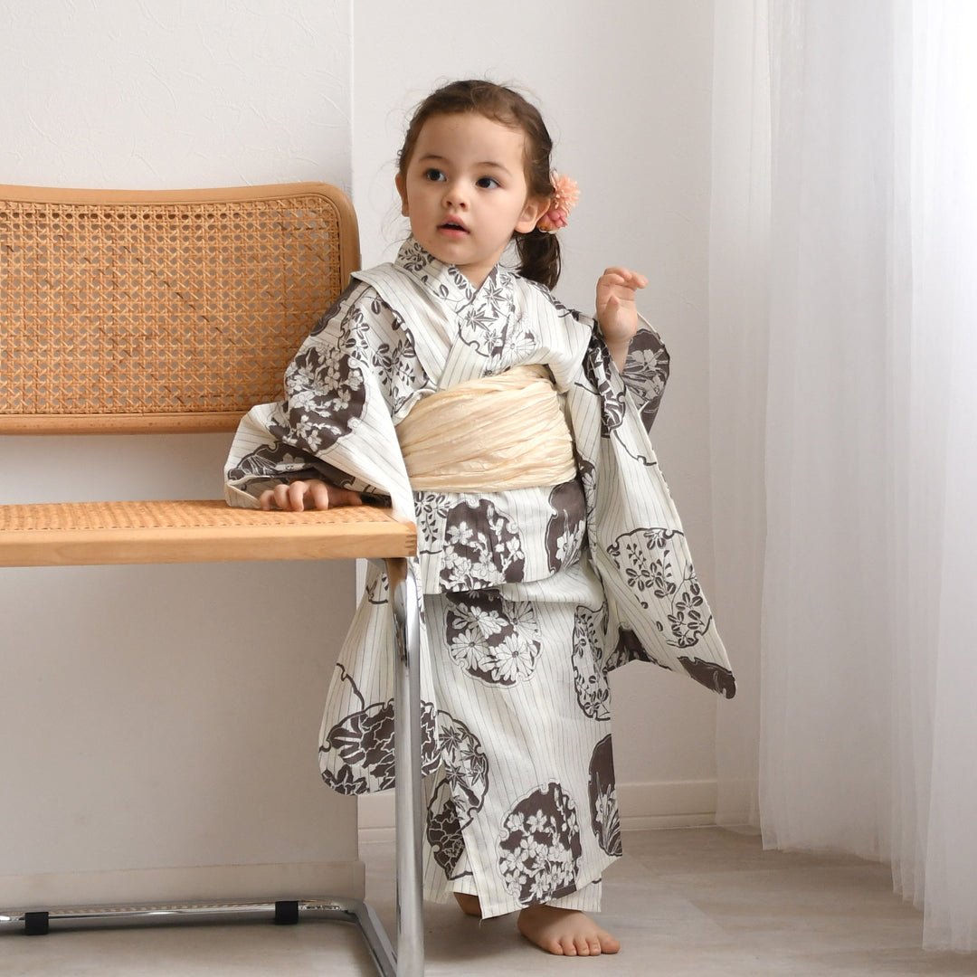 utatane kids 高級変わり織 子供浴衣3点セット（ゆかた・帯