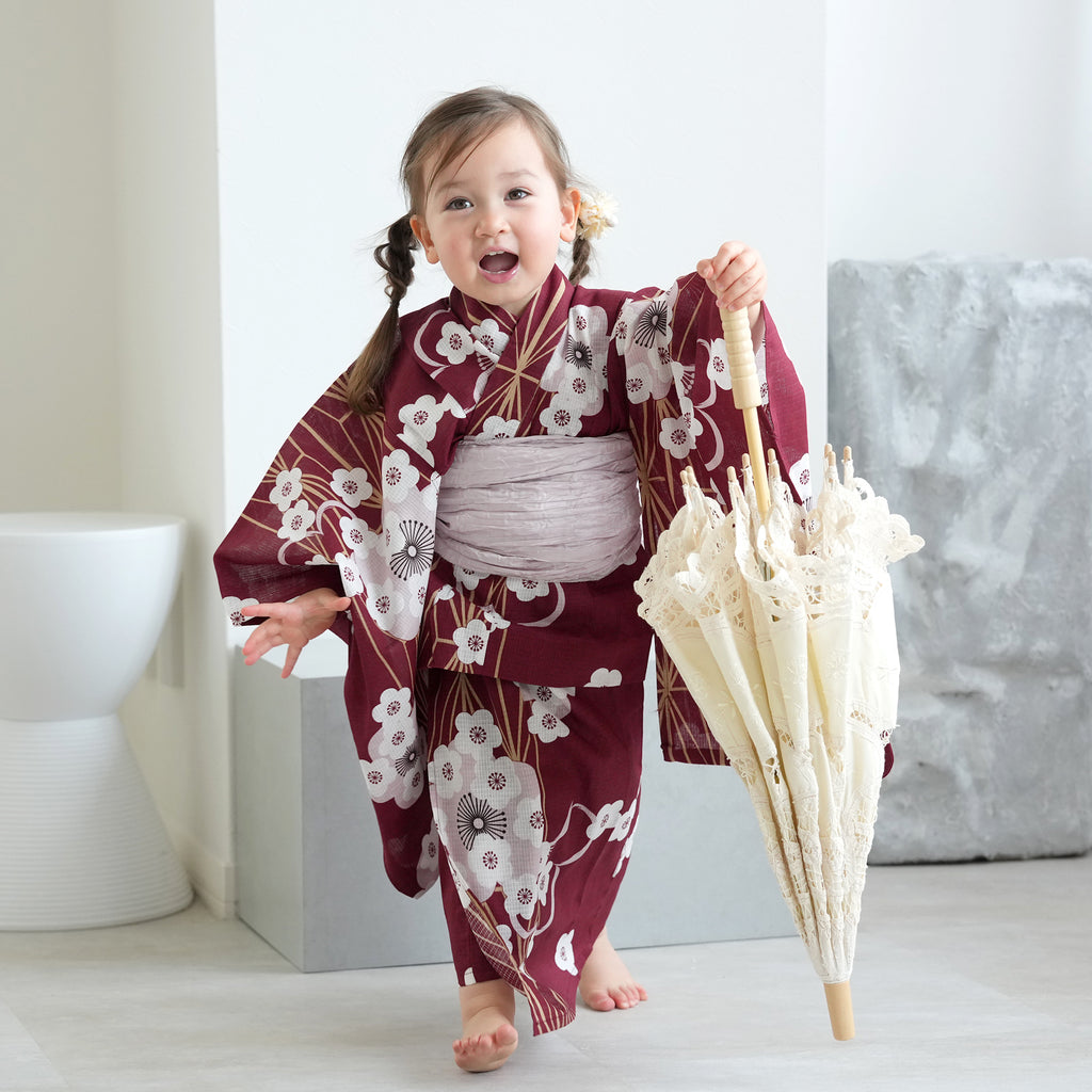 子供用浴衣反物　桐生織帯付き　2セット 子供用浴衣反物 桐生織帯付き 2セット