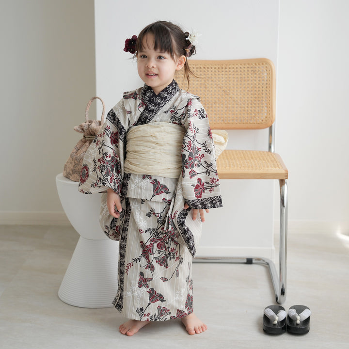 utatane kids 高級変わり織 子供浴衣3点セット（ゆかた・帯