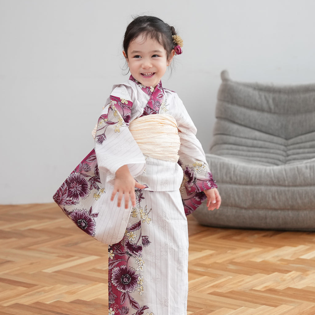 utatane kids 高級変わり織 子供浴衣3点セット（ゆかた・帯