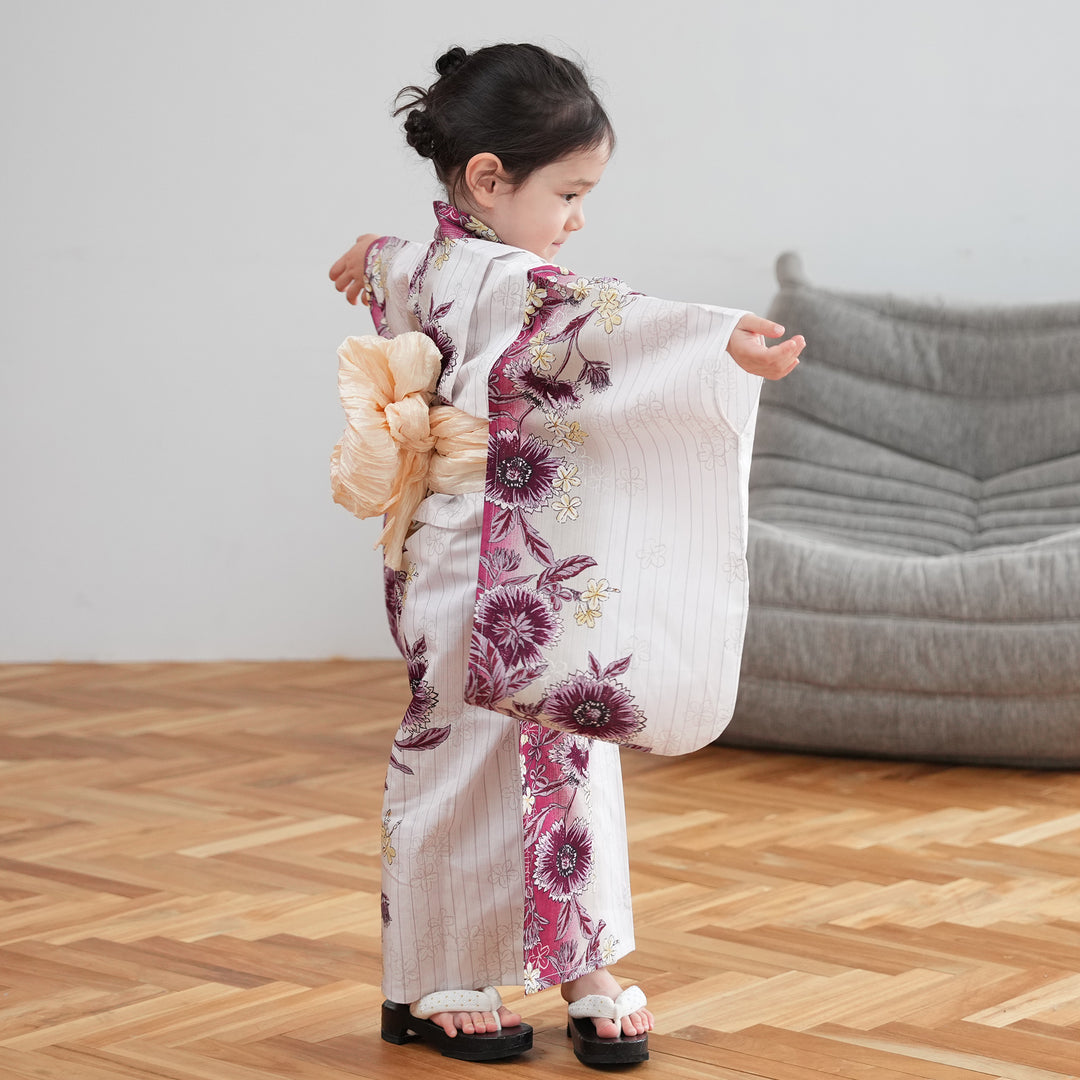 utatane｜utatane kids 子供浴衣3点セット 女の子 えんじの
