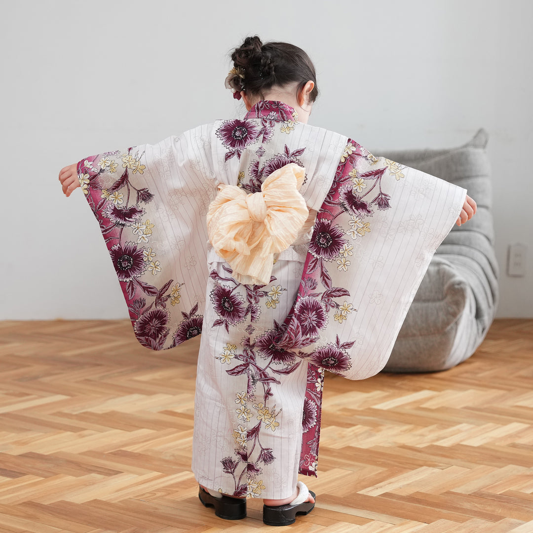 utatane kids 高級変わり織 子供浴衣3点セット（ゆかた・帯